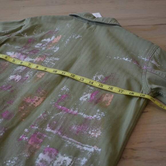 NWT Topshop Ethan Metallic Foil Paint Military Style Button Up Jacket - Picture 5 of 8